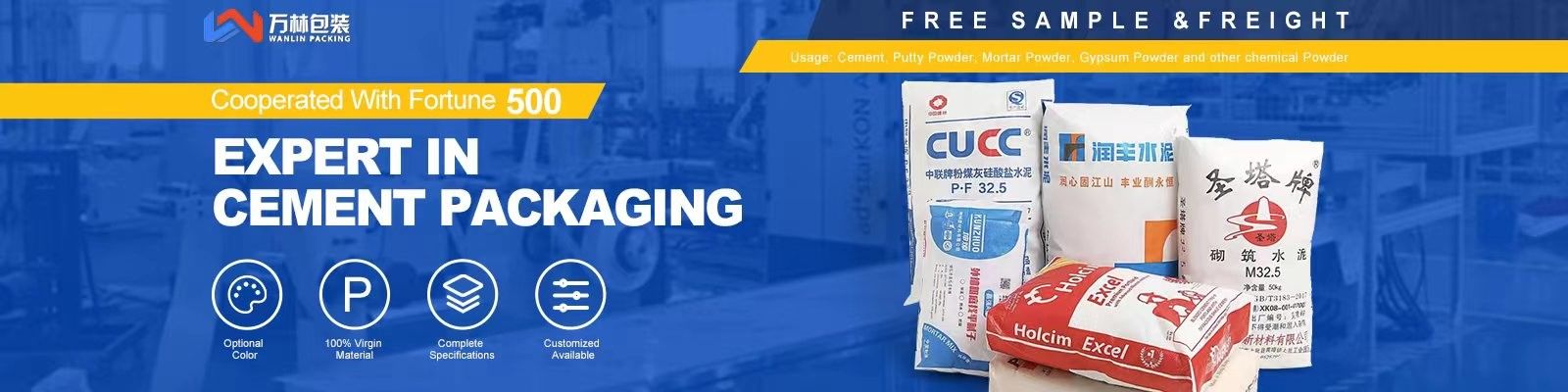 Verpackentaschen des Zementes