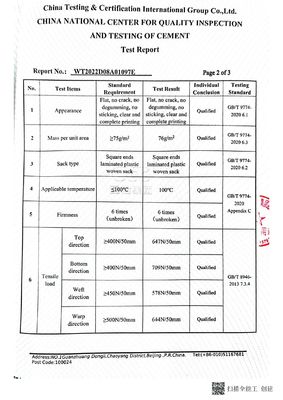Lamierte Folie PP Gewebtes Polypropylen 50 kg Beutel mit Ventil Quadrat Bodenbeutel Zementbeutel Putty Sack