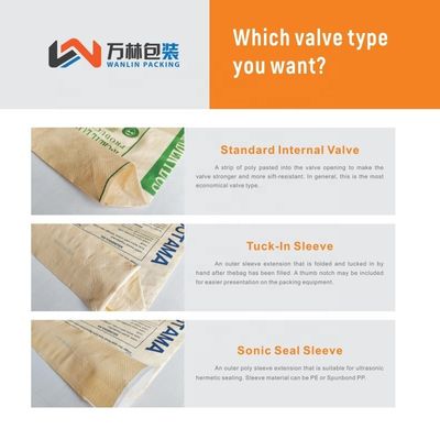 25 KG 40 KG 50 KG PP Gewebter Zementsack Leerer PP-Ventilbeutel Block Boden mit Ventil