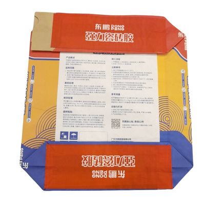 3-lagige 80 g/m² Papier- & 1-lagige Folienpapier-Ventilbeutel mit Blockboden für Zementverpackung, 20 kg 25 kg mit Einschlaglasche