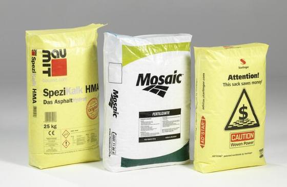 Gewebte Polypropylen-laminierte Schlauchventilbeutel für 50 kg quadratische Zementbeutel mit Boden, Oberflächendruck, 100 % reines Polypropylen