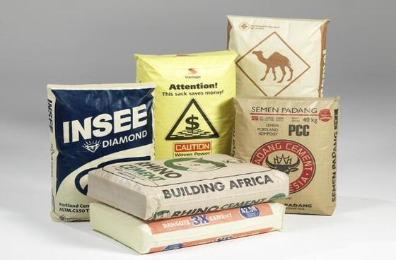 Gewebte Polypropylen-laminierte Schlauchventilbeutel für 50 kg quadratische Zementbeutel mit Boden, Oberflächendruck, 100 % reines Polypropylen