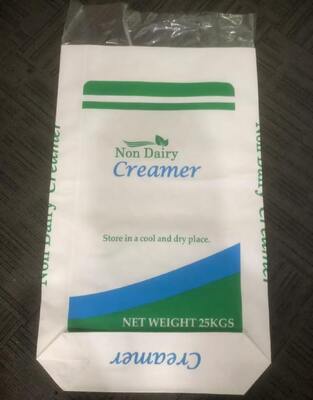 Lebensmittelechte Papiersäcke mit offenem Mund und Blockboden für 25 kg Nicht-Milch-Kaffeeweißer