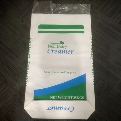 Lebensmittelechte Papiersäcke mit offenem Mund und Blockboden für 25 kg Nicht-Milch-Kaffeeweißer