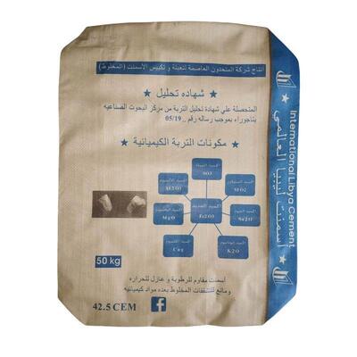 50KG PP Zementbeutel Feuchtigkeitsbeständig Quadratischer Boden Ventil PP Zementbeutel 75GSM bis 90GSM Gewebter Ventil Sack
