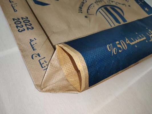 50KG PP Zementbeutel Feuchtigkeitsbeständig Quadratischer Boden Ventil PP Zementbeutel 75GSM bis 90GSM Gewebter Ventil Sack